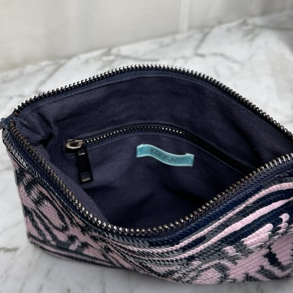 Kookai Navy Pink Sequin Pouch Bag Clutch - Picture 3 of 12